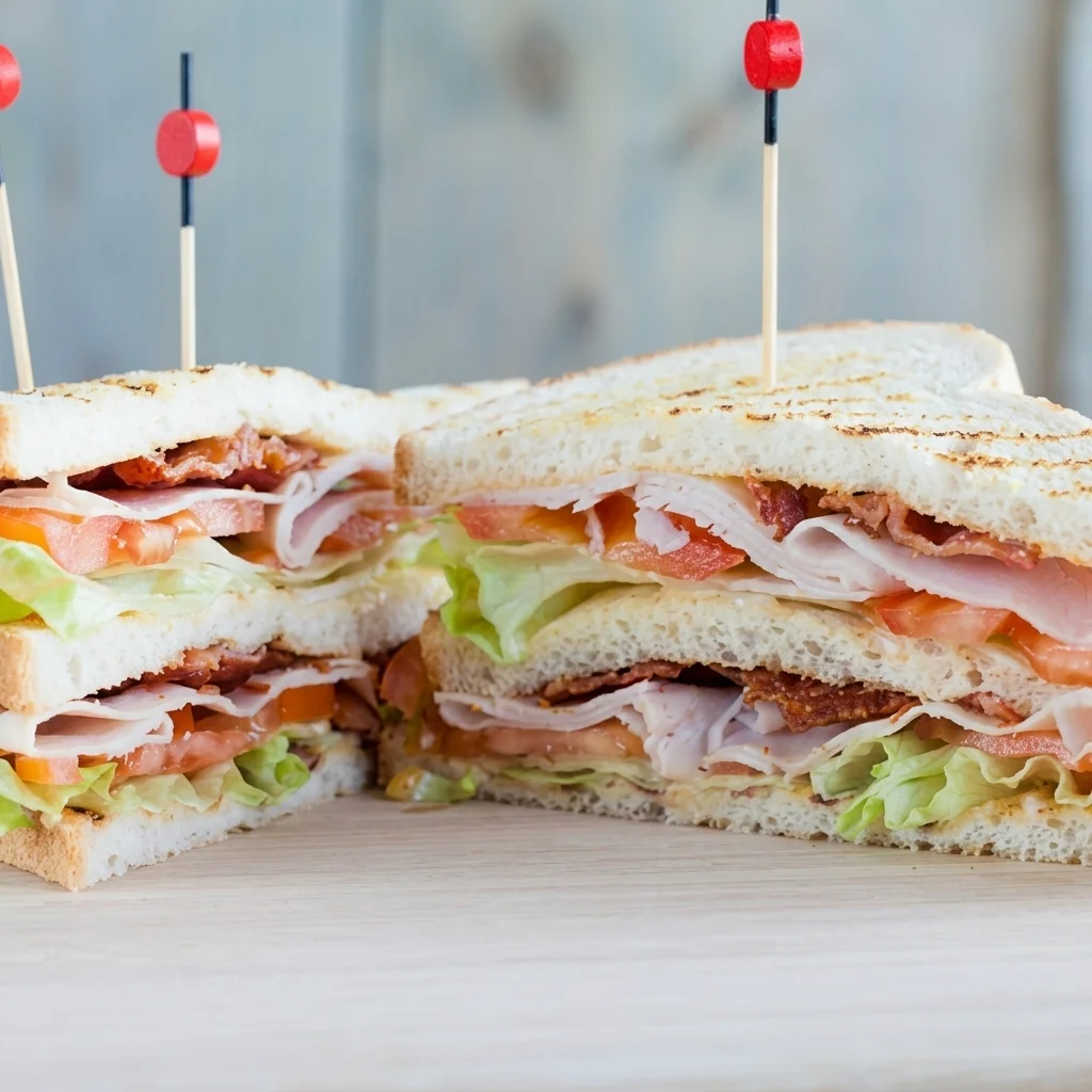 Clubhouse Sandwich stacked with lettuce and tomato at Melita Restaurant and Bar in Melita, MB